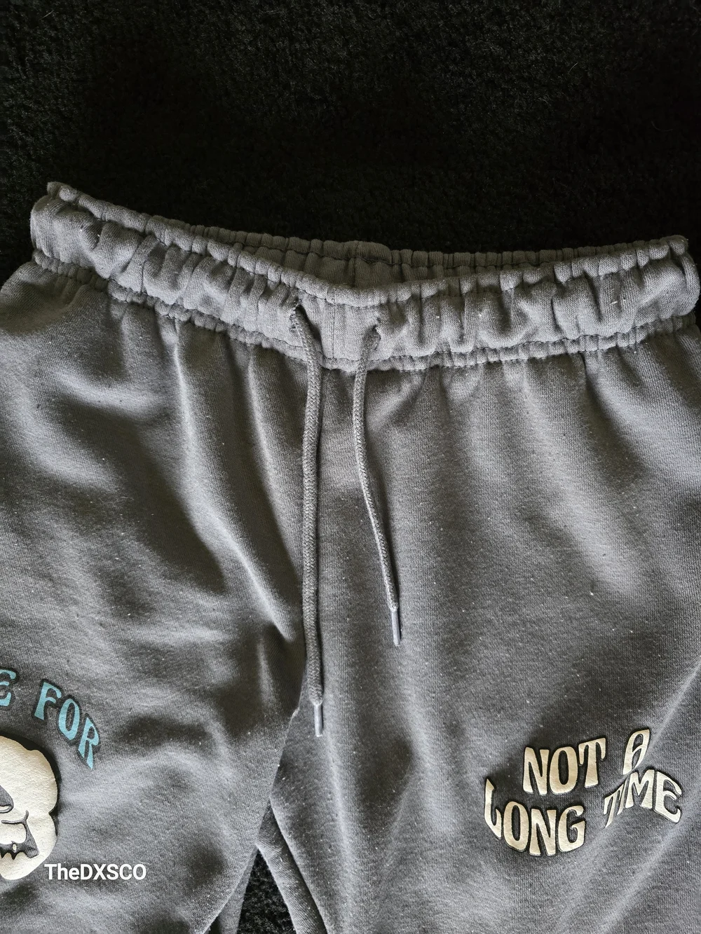 Eighty Eight Gray Joggers with Skull & Skeleton Graphics